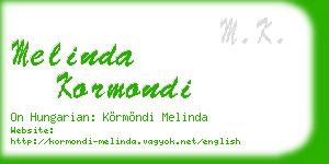 melinda kormondi business card
